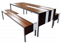 AT751OD CL Slatted Side Bench Table Seat Setting